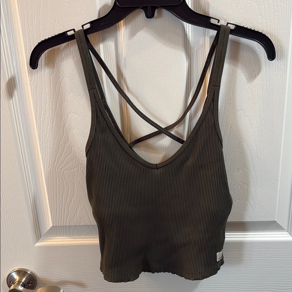 Vuori Olive Green Ribbed Tank Top